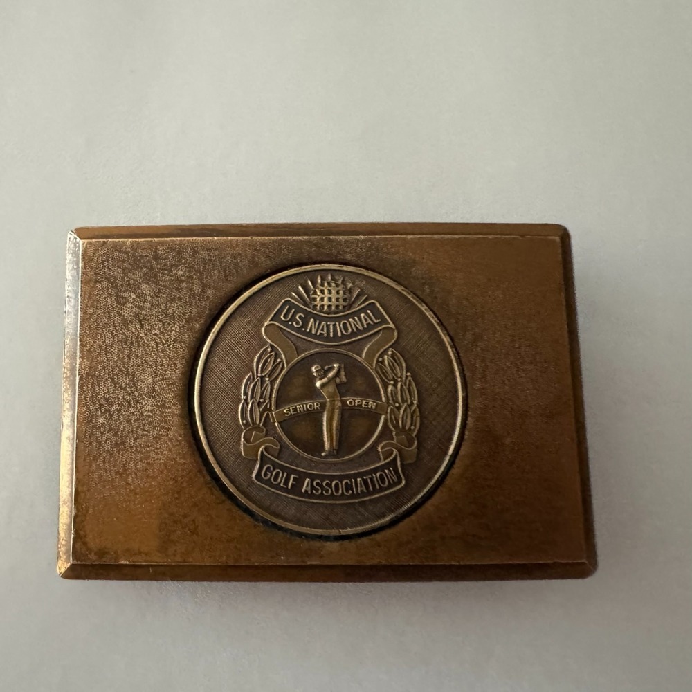 Vintage US‎ National Senior Open Golf Association Belt Buckle Copper Tone